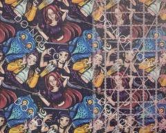Custom Printed Faux Leather Vinyl Roll Demon Hunters Anime Purple 12×54