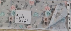 Gray Floral Fabric Cotton 1 pc 3 Yds x 62″ Craft Home