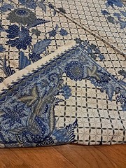 Vintage ADRM Dua Sekawan Floral Batik Sarong Blue Birds Flowers 40”x 90”