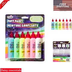 Dimensional Glow Fabric Paint Set 6-Pack Glow in Dark Bright Neon Colors