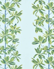 Thibaut Curtain Fabric ‘MANGROVE TREE’ 3.8 METRES TURQOISE Linen Blend