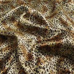 Small Brown Cheetah Pring Charmeuse Satin Fabric 58″ By The Yard Animal Print