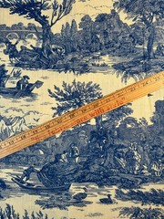 Fabric – RARE French Toile Country Pastoral Romantic Riverbank Sold BTY x 60″ W