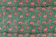 5 Yard Hand Block Printed Canvas Duck Upholstery Curtain Fabric 50″ Wide Green