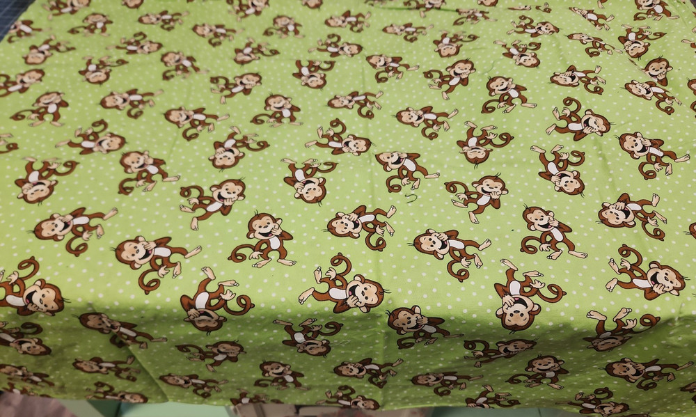Monkeys On Lime Green White Polka Dot Fabric Sewn Into Pillow Case 38×30 cotton