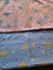 TWO FABRIC LOT COTTON FLANNEL CHILD THEMED