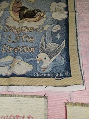 Lot Of 7 VTG Tapestry Fabric Panels Mixed Themes & Sizes Bears, Flowers Etc