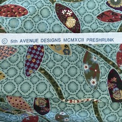 WIDE Teal Turquoise Geometric Floral Patchwork Leaves Vines Fifth 5th Avenue 3y