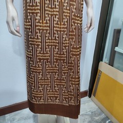 Thai Antique Silk Fabric Dark Brown Beige Hand Woven100% (For Crafting)