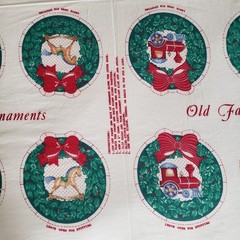 Vintage Manes 12 Days of Christmas Ornament Cut & Sew Panel Cotton 1 Yd Uncut