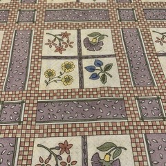 Vtg Floral Fabric By Debbie Mumm For SSI Grid Pattern Muted Lavender Cream BTHY