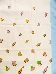 Vintage Fabric Piece 36″ x 25.5″ Cotton Multi Color Latin American Red Border