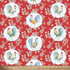 Red Rooster Floral Print – David Textiles Cotton Fabric (1 Yard, Pre-Cut)