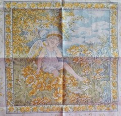 Set of 2 Yellow Fabric Freedom”Sweet Dreams” Angel Cotton Fabric Blocks 6.75″ Sq
