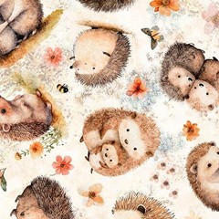 Hedgehugs By Quilting Treasures – Cream Hedgehugs #31413-E