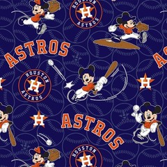 HOUSTON ASTROS MICKEY MOUSE PRINT 100% COTTON FABRIC BY THE 1/2 YARD MLB