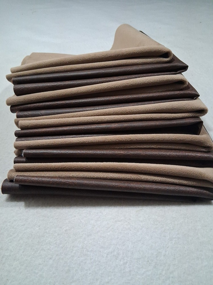 10 Pieces 18″x18″ Brown Faux Leather & Tan Suede Fabric Lot