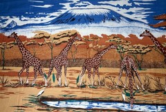 Large Fabric Panel 65″ X 46″ African Giraffes Twigs