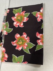 Vintage Fabric 3/4 Yard Black Hawaiian Pink Green Tropical MMFAB