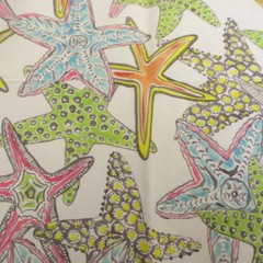 Cotton Fabric Joanns Multicolored Starfish On White 22″ x 48″ Craft Quilt