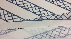 BALLARD DESIGNS REVA BLUE IVORY BAMBOO STRIPE MULTIUSE FABRIC BY THE YARD 54″W