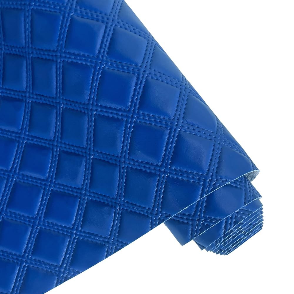 ONEART Royal Blue Embossed Faux Leather Fabric