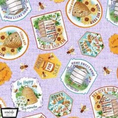 Honey For Sale Bee Culture Collection Michael Miller Fabrics on Purple BTY x 44″