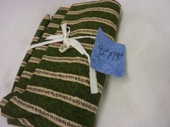 DEBBIE MUMM FOR SSI STRIPED GREEN FABRIC REMNANT 42”W X 190”L