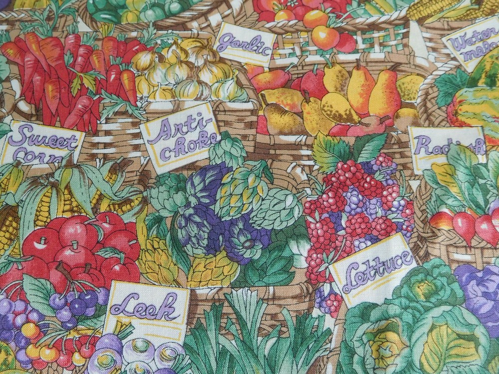 BTY COUNTRY MARKET cotton fabric Hoffman International FRUIT VEGETABLES GARDEN