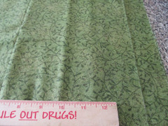 1 yard x 44″ Quilt Fabric MBT, TM Green Leaf Vines Dusting of Gold Shiny