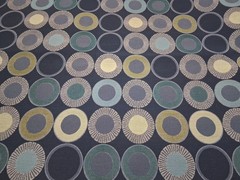 Teal Yellow Gray Modern Geometric Circle Fabric – 2 Pieces 54″W x 37″L