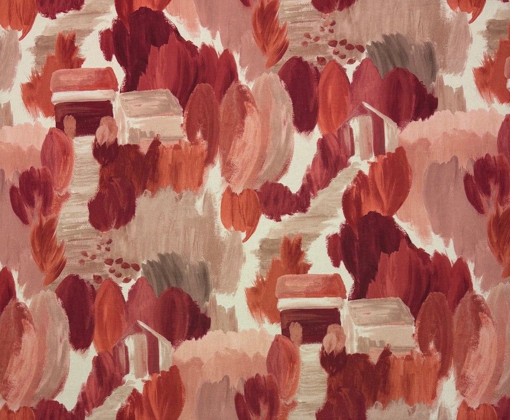 VILLA NOVA POTTING SHED SUNSET PINK GEOMETRIC EXCLUSIVE FABRIC 1.25 YARDS 54″W