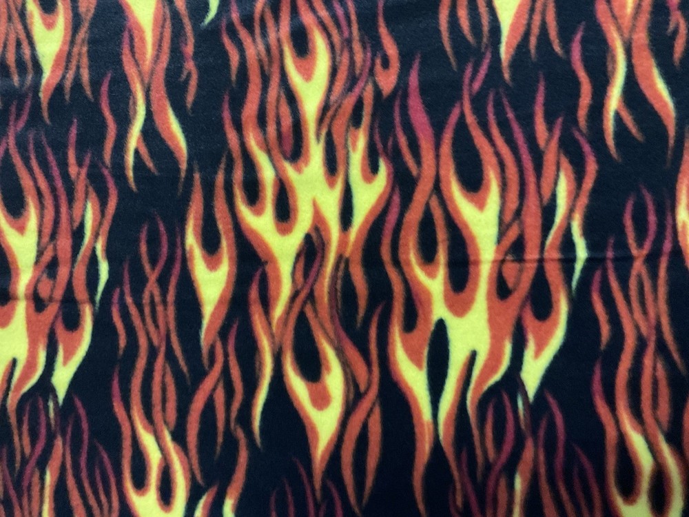 FLAMES FIRE RED ORANGE YELLOW BLACK FLEECE FABRIC BTY