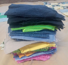 Mixed Lot Of Cut Fabric Squares/Pieces & Pre-sewn Quilt Blocks- 1 lb 15.8 ozs