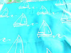 Premier Outdoor Sailboat Print Fabric Upholstery Teal 3 Yard Lot