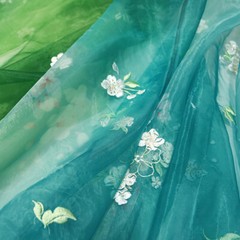 Flower Pear Blossoms Embroidery Chiffon Fabric Chinese Hanfu Sewing Costumes