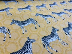 MUSTARD ZEBRA Jacquard Cotton Fabric Upholstery Material animal cloth 55” wide