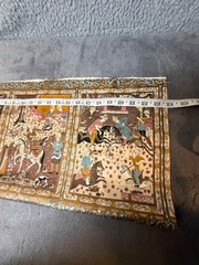 Fabric Lot Oriental Asian Silk Panel Prints Frame Or Cut 6 Pieces Vintage