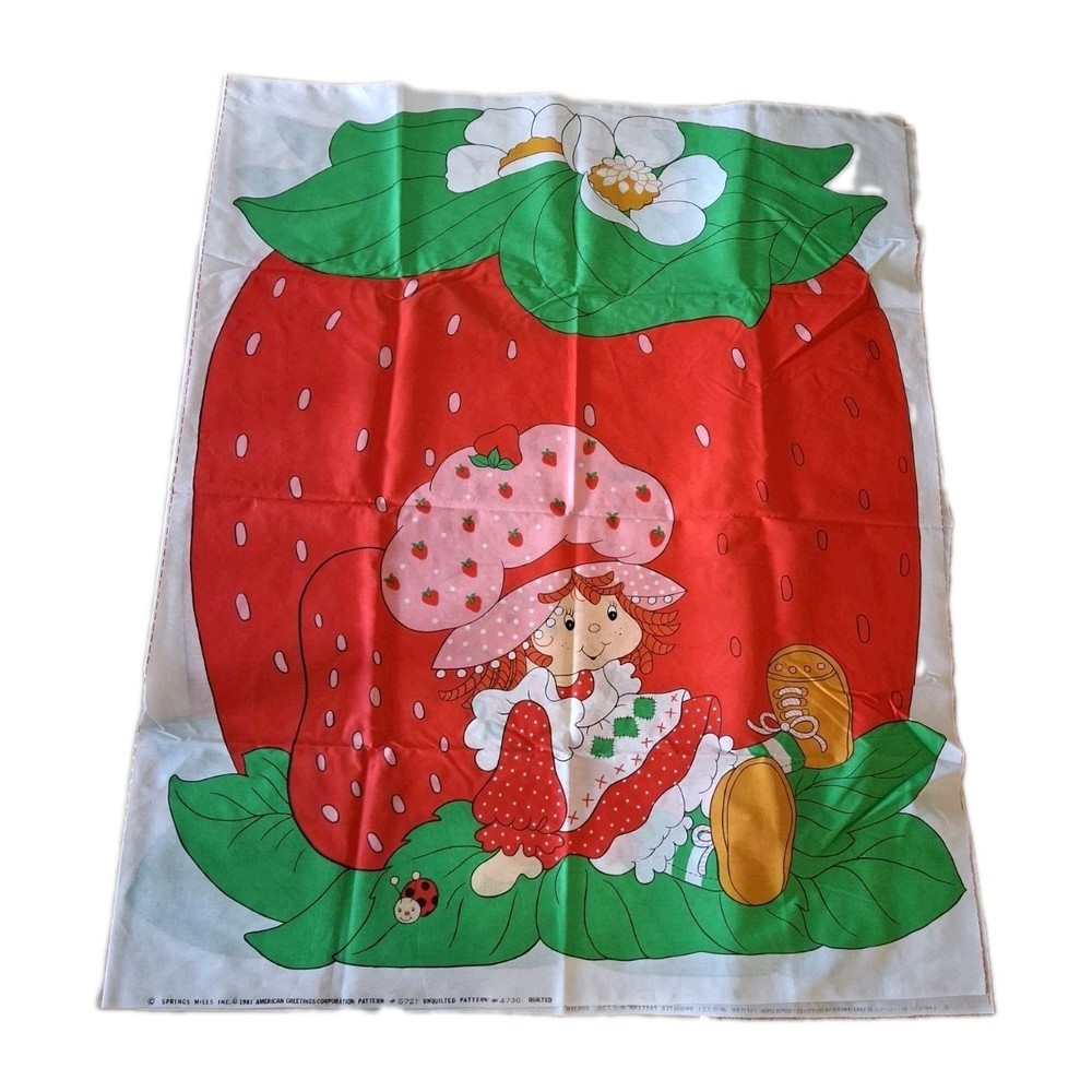 Vintage 1981 Strawberry Shortcake Quilt Fabric Panel Large Springs Mills 5721