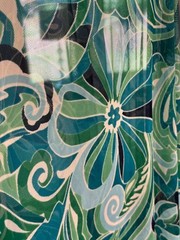 Sheer blue green white stretchy floral fabric by the yard deadstock from Mood