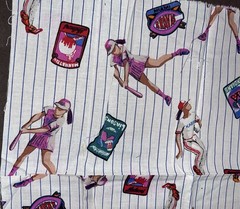 VTG Novelty Womans Baseball or Softball Players & Faux Team Remnant 14″x15″