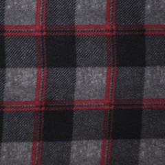 Charcoal Plaid Fleece Fabric 58″ Wide Black Red Windowpane Fleece Yard