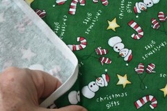 By 1/2 Yd, Red White & Gold Christmas-Theme on Green Flannel, Jo-Ann, EB47
