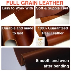 Full Grain Leather Sheet 12×24 inch 2.0mm/5oz Thick Cowhide Brown Color