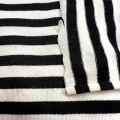 Jersey Black White 1/4″ Stripes R/P/S 60″ Wide Fabric Lot of 1 Yard & 25″ for $5