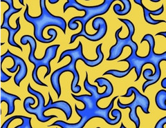 MDG On Fire 100% cotton fabric by the yard like Motorcycle flames Yellow & Blue