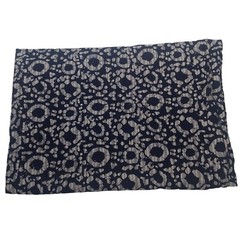Batik Fabric Blue Gray Circles Striped Print Hippie Boho Indian 3.5 Yards x45″