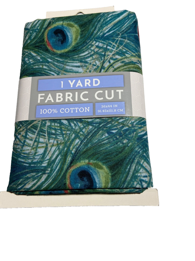 David Textiles 1 Yard Fabric Cut !00% Cotton Peacock Feathers 36 x 44 in