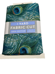 David Textiles 1 Yard Fabric Cut !00% Cotton Peacock Feathers 36 x 44 in