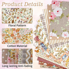 42Pcs Brown Charm Packs for Quilting, 100% Cotton Fabric Squares 5 X 5Inch Pre-C